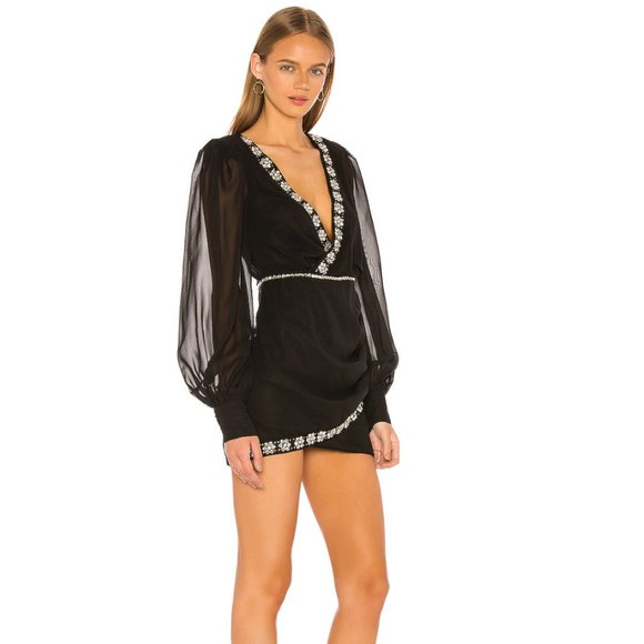 NWT NBD Nymphelia Mini Dress Black Silver - Picture 5 of 9